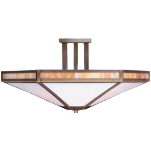 Etoile 4 Light 21 inch Antique Brass Semi-Flush Mount Ceiling Light in Gold White Iridescent and White Opalescent